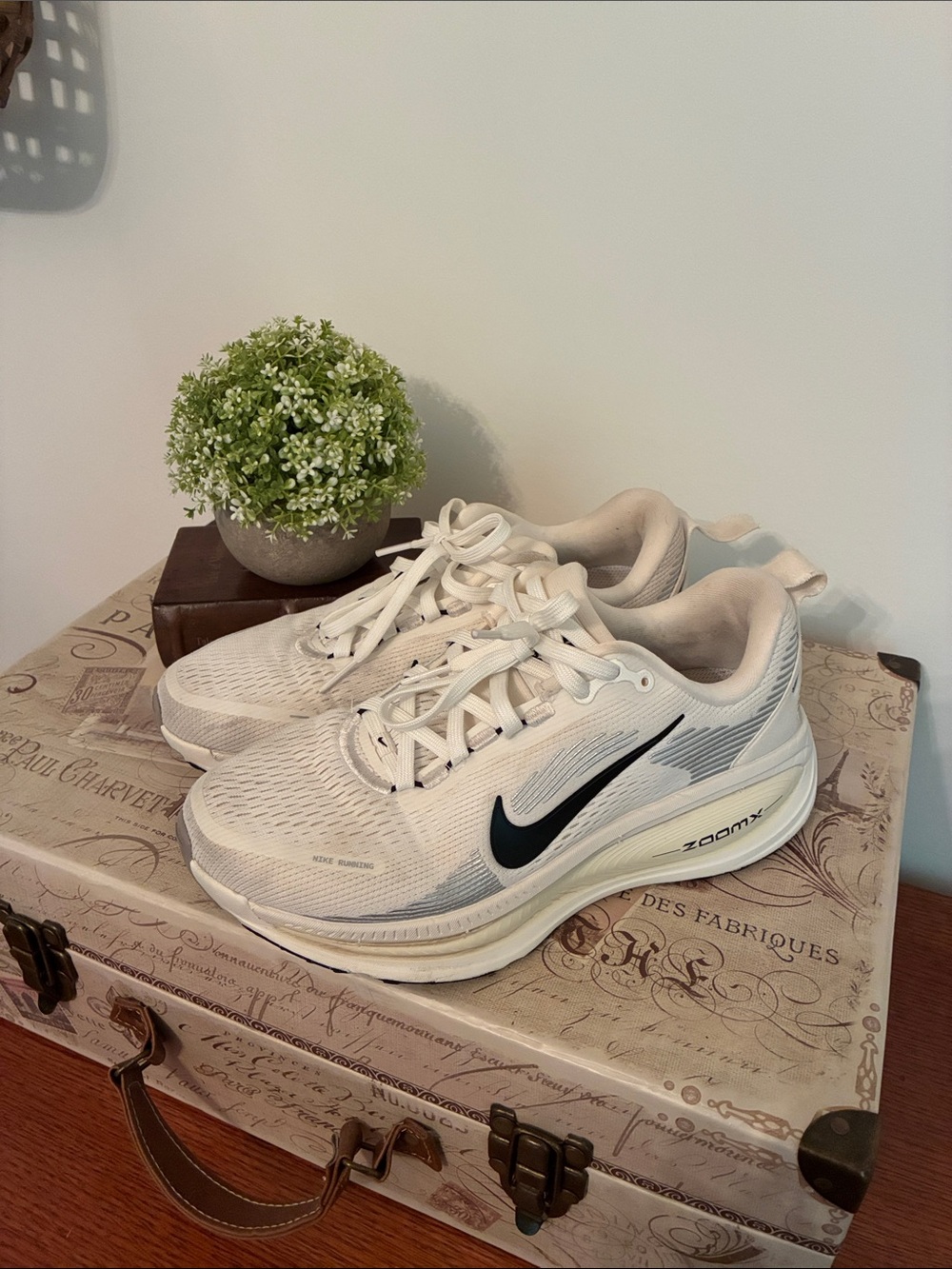 Nike Vomero 18 ZoomX Sneakers (White & Black)